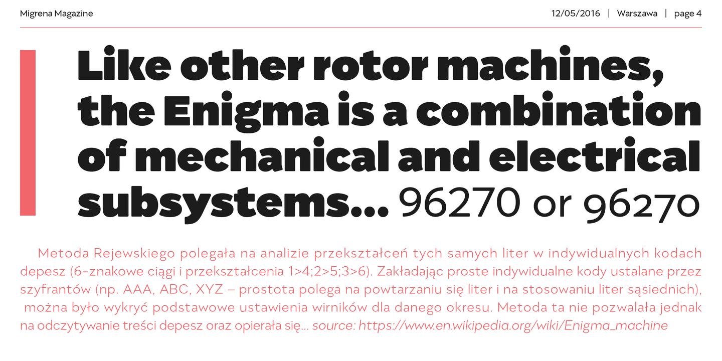 Migrena Grotesque Medium italic Font preview